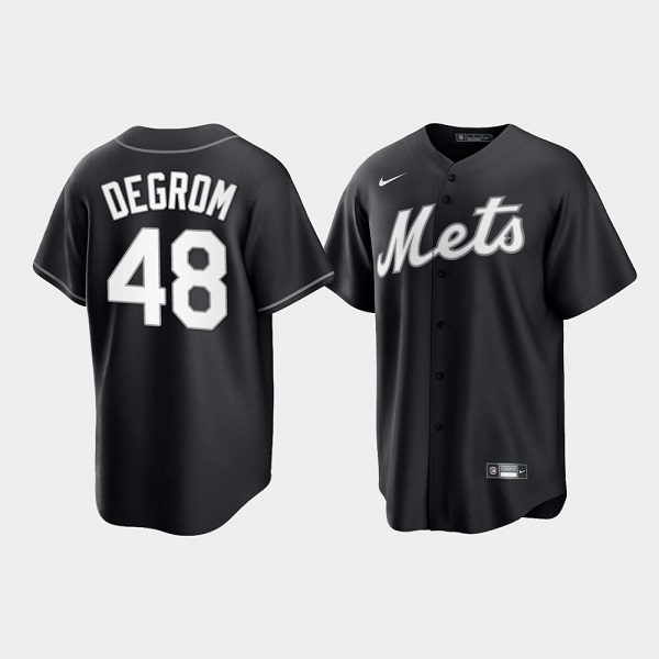 Men's New York Mets #48 Jacob DeGrom Black Cool Base Stitched Baseball Jersey Men's New York Mets #48 Jacob DeGrom Black Cool Base Stitched Baseball Jersey